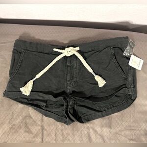 NWT FREE PEOPLE Carbon Black Low Rise Shorts Drawstring Rope Detail